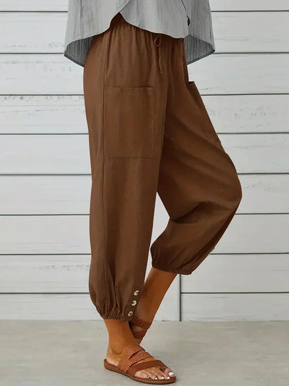 Damen Freizeit-Hose Elastischer Bund Kordelzug