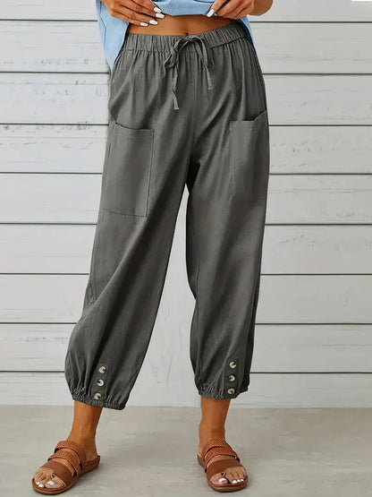 Damen Freizeit-Hose Elastischer Bund Kordelzug
