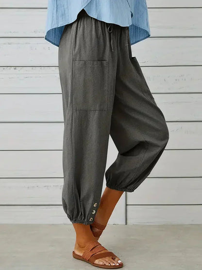 Damen Freizeit-Hose Elastischer Bund Kordelzug