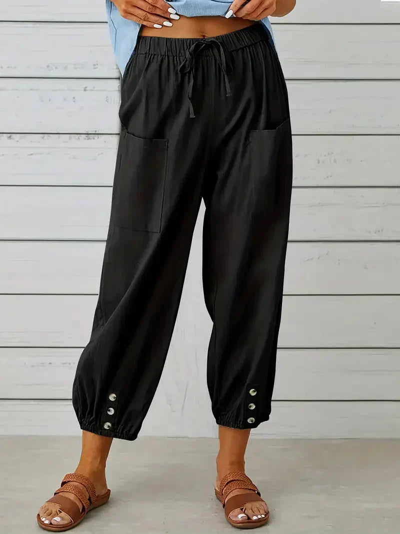 Damen Freizeit-Hose Elastischer Bund Kordelzug