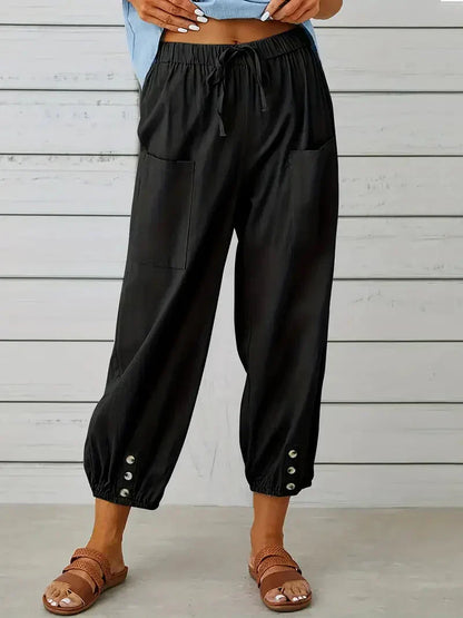 Damen Freizeit-Hose Elastischer Bund Kordelzug