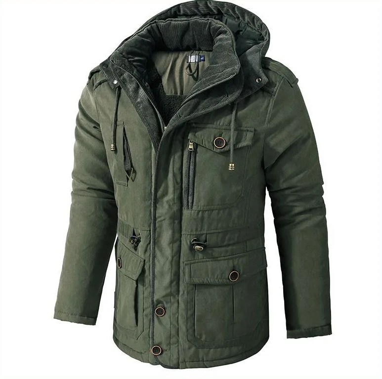 Mit Fleece gefütterte Jacke - Warme Winterjacke mit Kapuze und Taschen für Männer-Chaps Herrenmode
