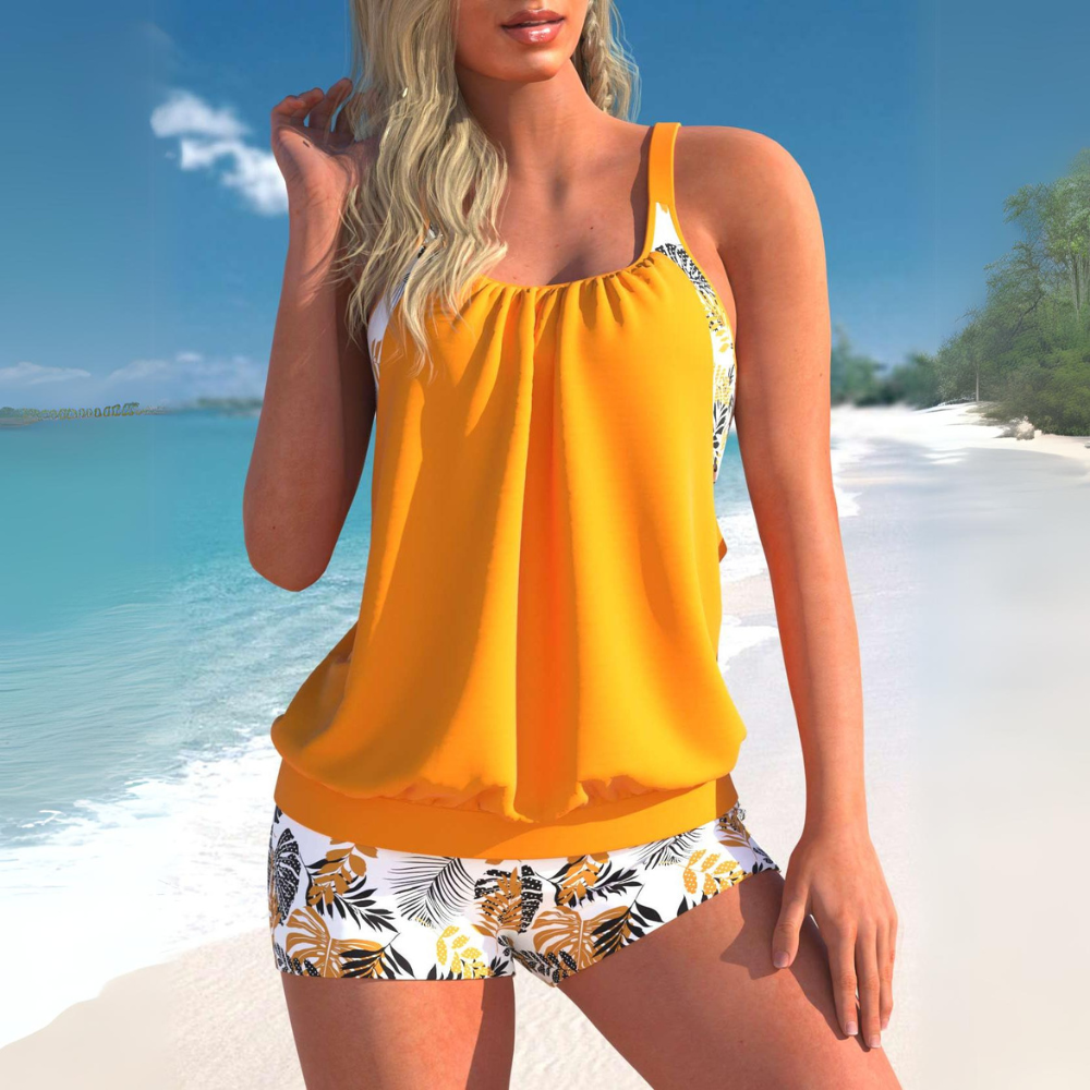 Eveloria Damen Tankini Set Spitzenstreifen