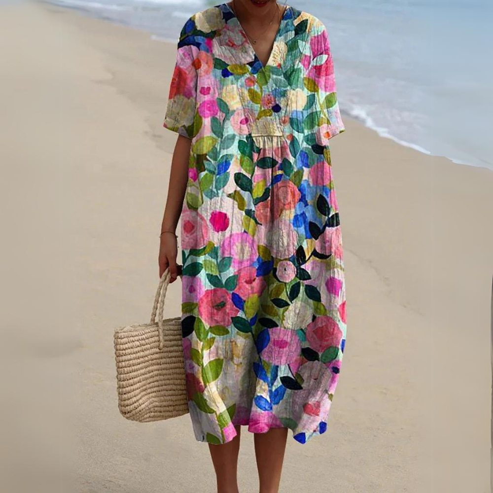 Eveloria Damen Sommerkleid Bunt Baumwolle - Eveloria