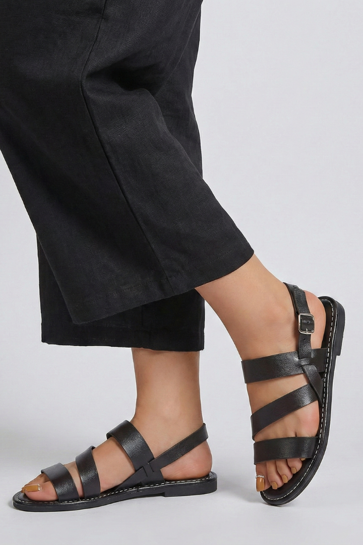 Damen Flache Sandalen Mit Fersenriemen