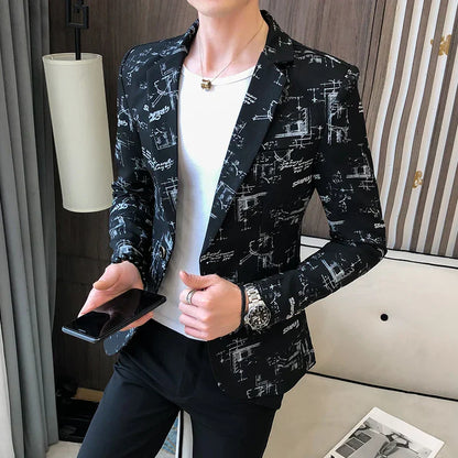 Eveloria Herrenblazer Modern Bedruckt Lässig