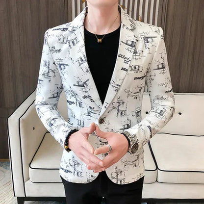 Eveloria Herrenblazer Modern Bedruckt Lässig - Eveloria