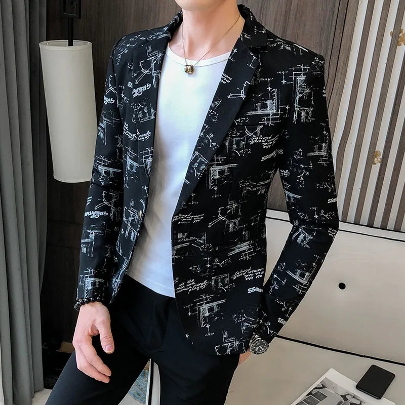 Eveloria Herrenblazer Modern Bedruckt Lässig