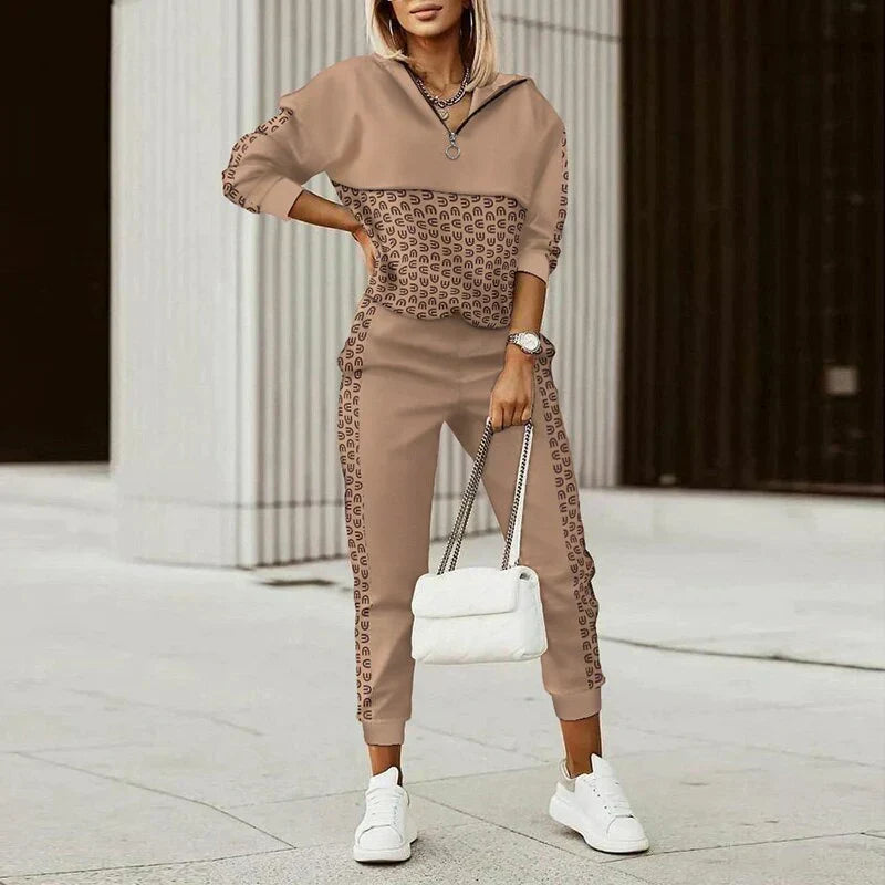 Damen Lässiges Trainingsanzug-Set Zip - Eveloria