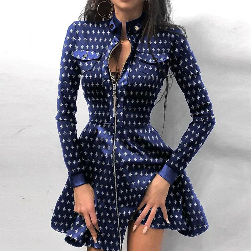Damenkleid Frontreißverschluss Stylisch