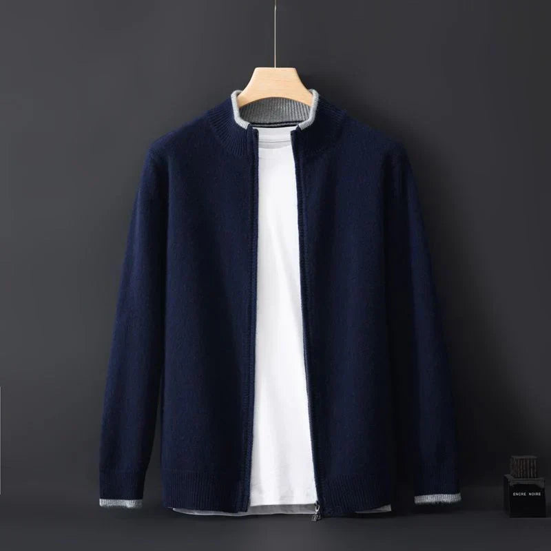 Herren Strickjacke Reißverschluss Stehkragen