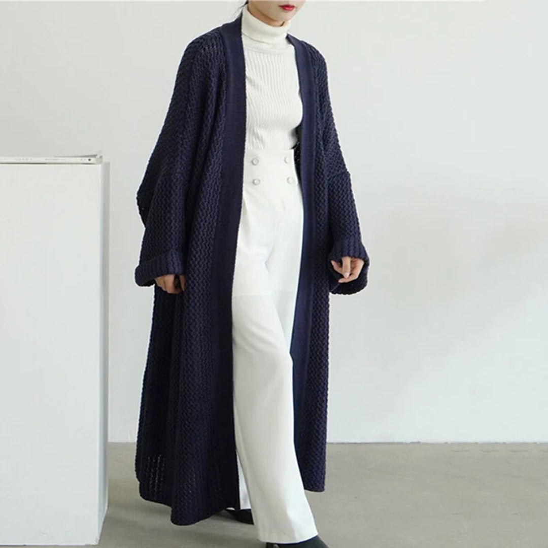 Frieda Damen Strickjacke Offene Vorderseite Lang