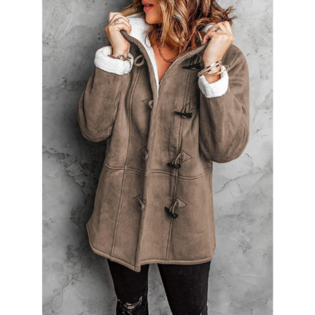 Damen Winterjacke mit Kapuze Fleecefutter Lang