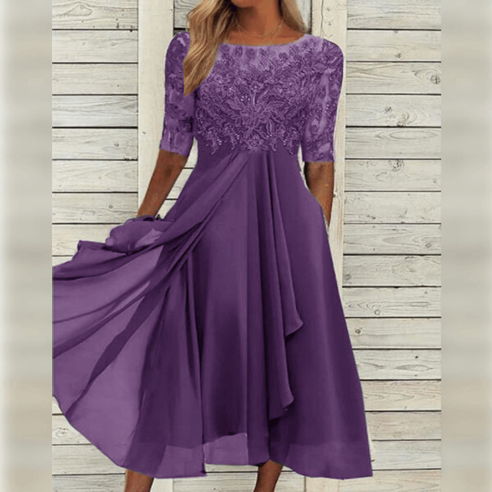 Damen Hochzeitsgastkleid Midi - Eveloria
