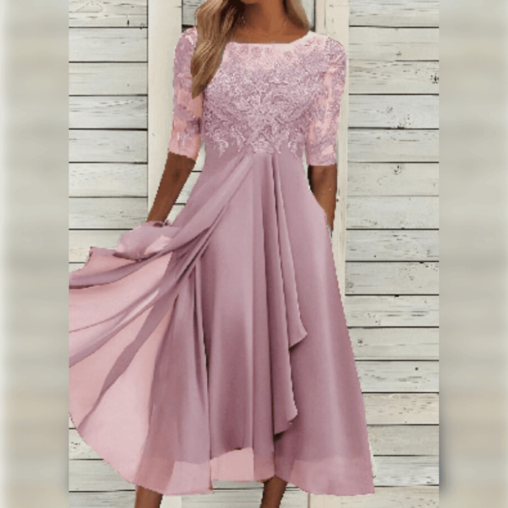 Damen Spitzenkleid Fließender Rock Feminin