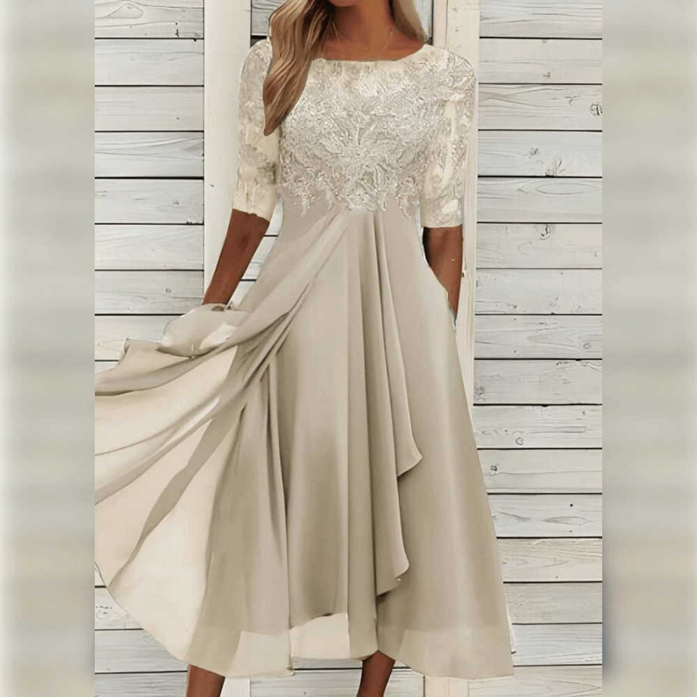 Damen Spitzenkleid Fließender Rock Feminin