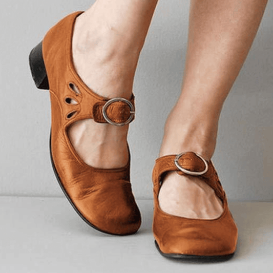 Damen Pumps mit Riemen Schwarz Elegantes Leder - Eveloria