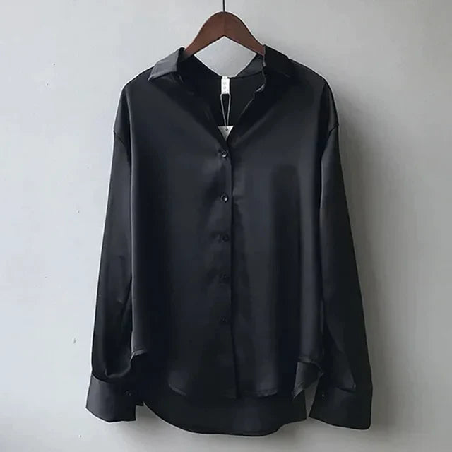 Damen Formelle Bluse Mit Kragen Langen Ärmeln Weiß