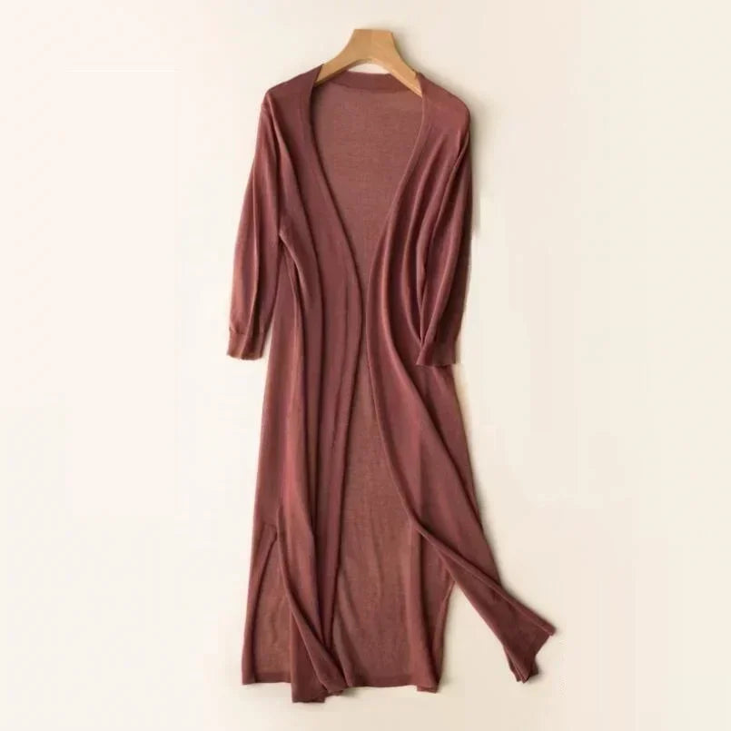 Damen Lange Strickjacke Drapé-Stil Leicht - Eveloria