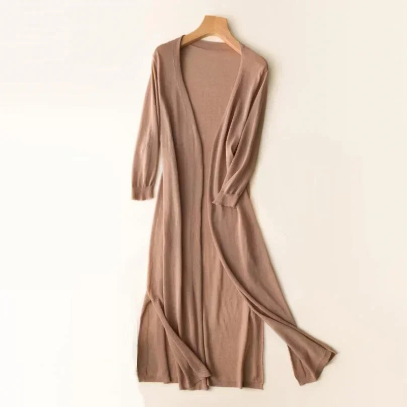 Damen Lange Strickjacke Drapé-Stil Leicht