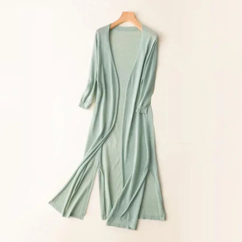 Damen Lange Strickjacke Drapé-Stil Leicht
