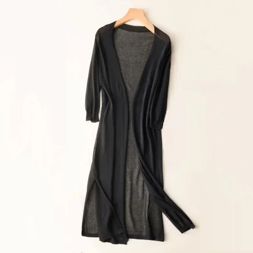 Damen Lange Strickjacke Drapé-Stil Leicht