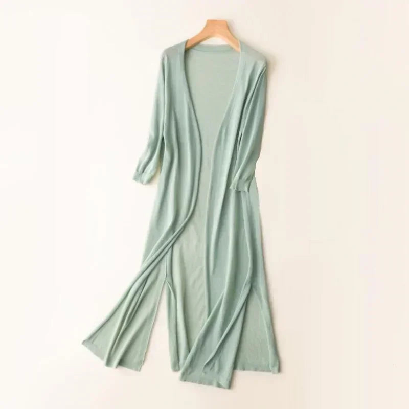 Damen Lange Strickjacke Drapé-Stil Leicht