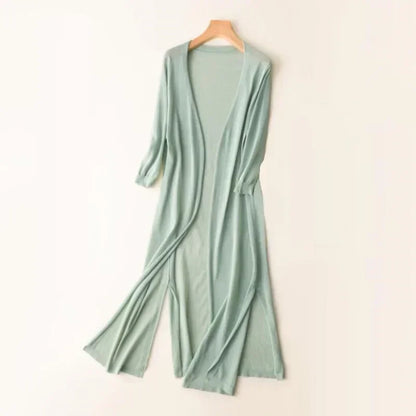 Damen Lange Strickjacke Drapé-Stil Leicht