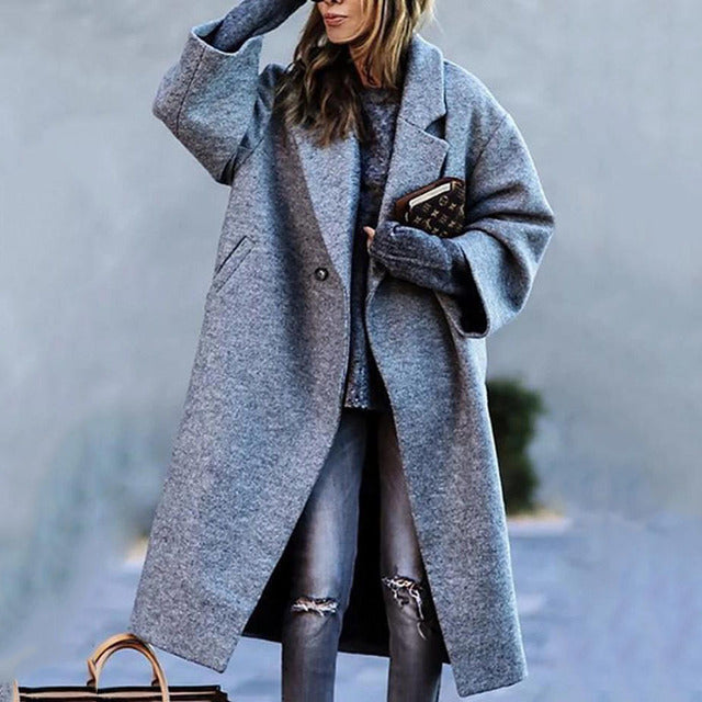 Damen Trenchcoat Lang Winterwarm
