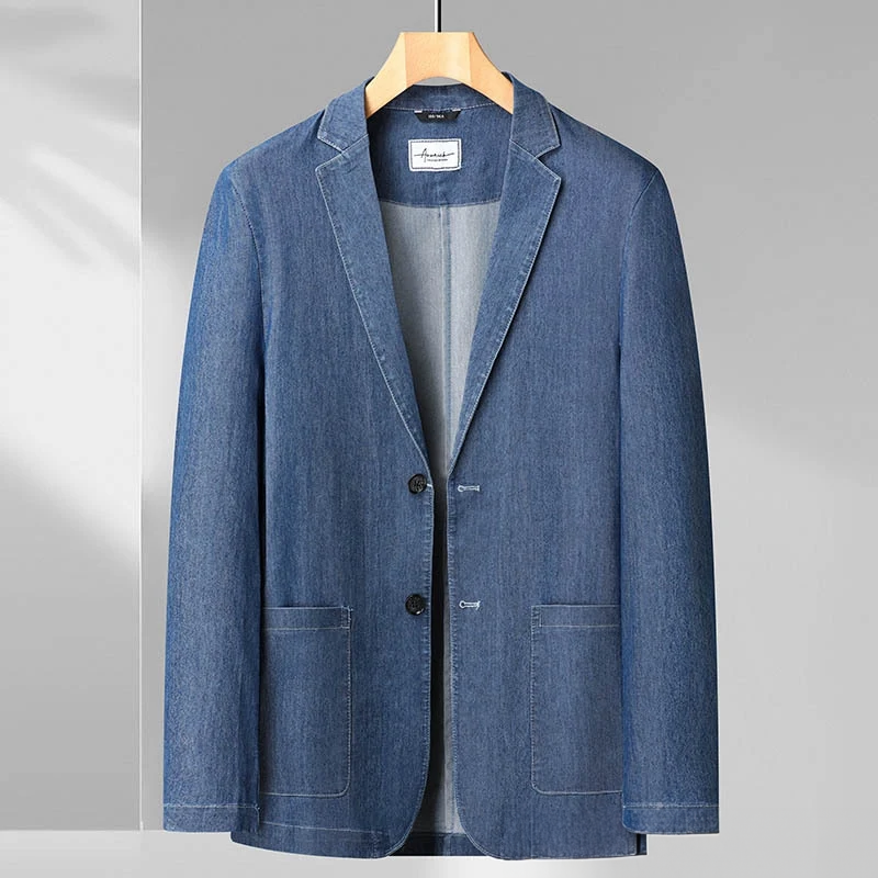 Herren Denim Blazer Modern Slim Fit Blau - Norvielle