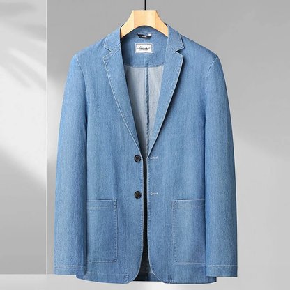 Herren Denim Blazer Modern Slim Fit Blau