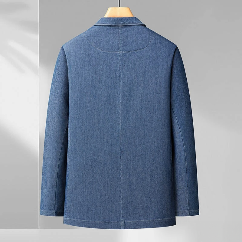 Herren Denim Blazer Modern Slim Fit Blau