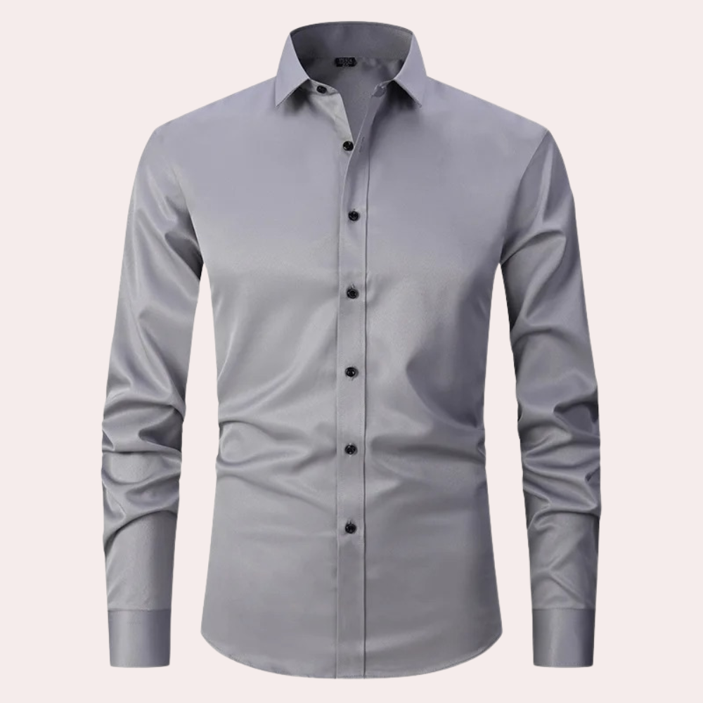 Herren Langarmhemd Stretch Nicht-Eisen Hemd mit Knopfleiste - Eveloria