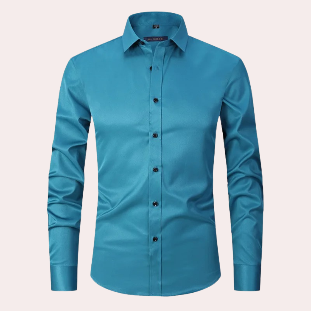 Nicht-Eisen-Hemd - Stretch - Langarm - Hemd - Herren-Knopfleistenhemd-Hellgrün-S-Chaps Herrenmode