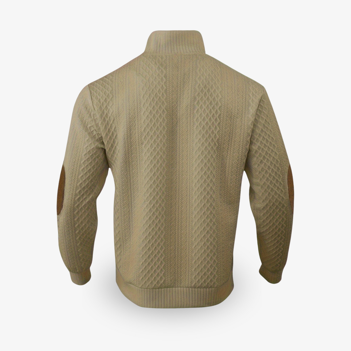 Herren Strickpullover Halbknopfleiste Strukturiert Beige