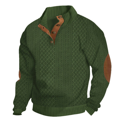 Herren Strickpullover Halbknopfleiste Strukturiert Beige