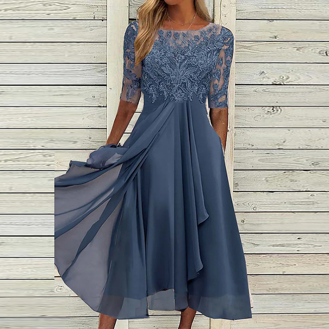 Elegantes Damen Spitzenkleid Glamourös Schwarz - Eveloria