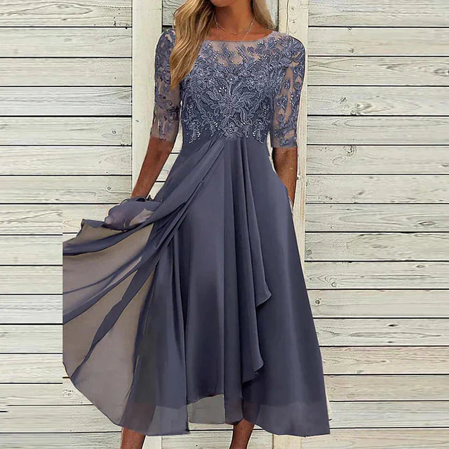 Eveloria Damen Festkleid Dunkelblau