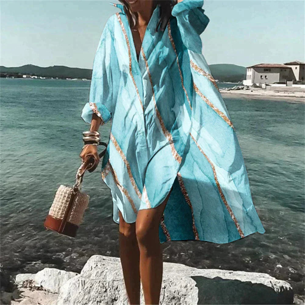 Eveloria Damen Strandkleid Elegant Leicht Sommerfarben