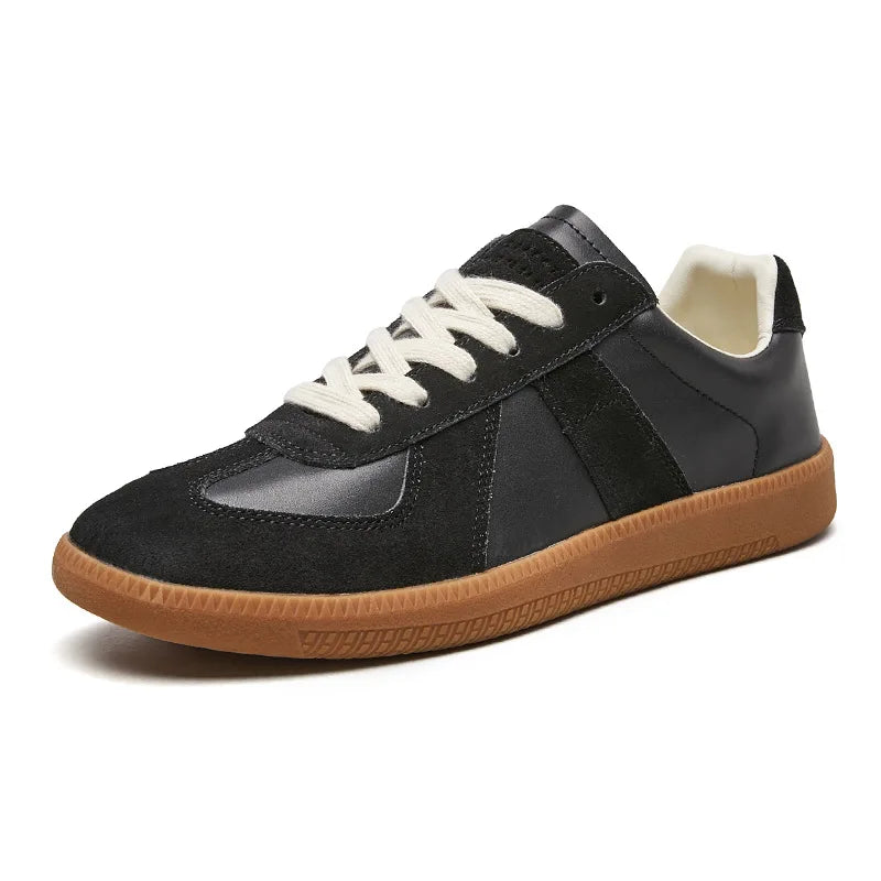 Herren Sneaker Leder Wildleder Komfort Schuhe Schwarz - Eveloria