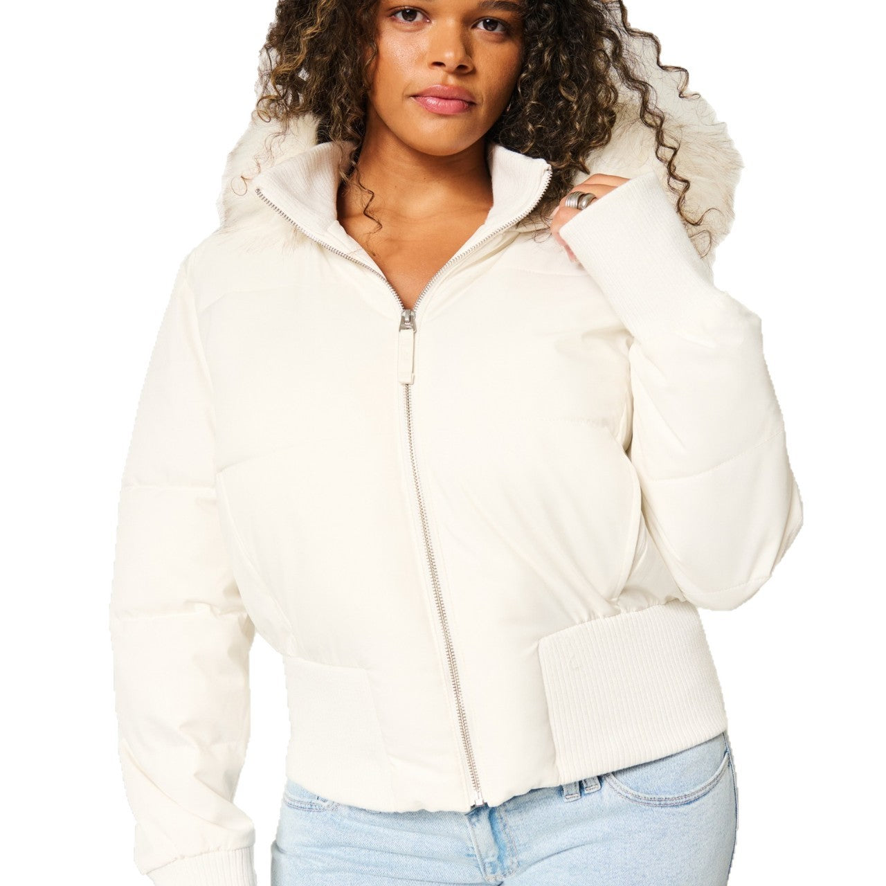 Damen Winter-Kapuzenjacke Warm Angora-Stil
