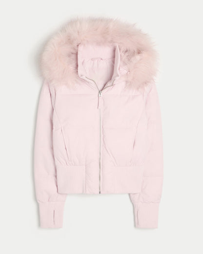Damen Winter-Kapuzenjacke Warm Angora-Stil