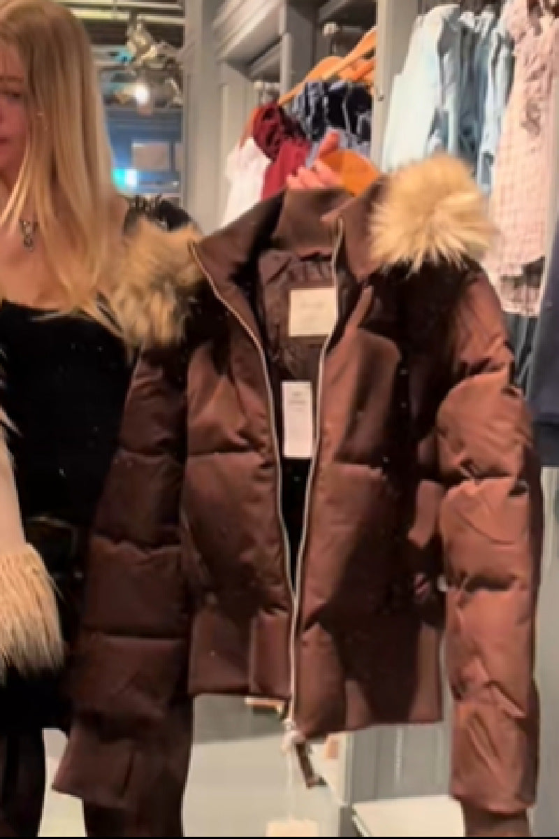 Damen Winter-Kapuzenjacke Warm Angora-Stil