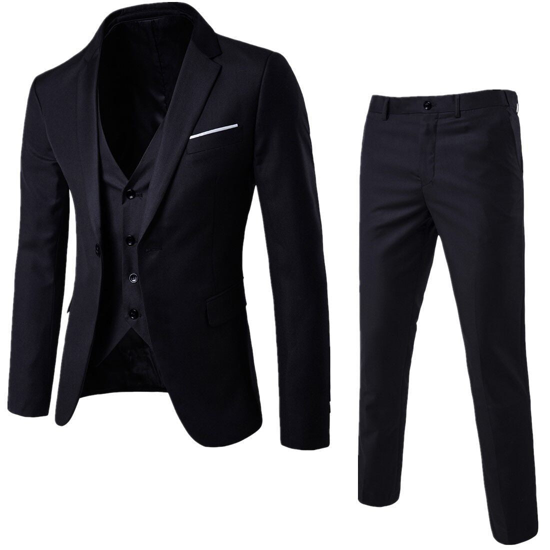 Herren Hochzeitsanzug Komplett Modern Schwarz - Eveloria