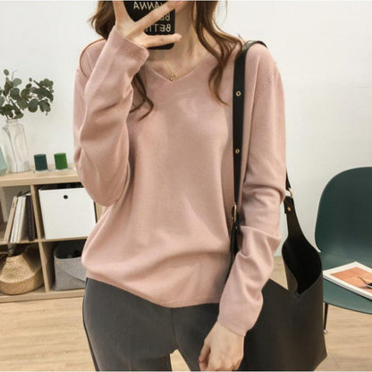 Damen Pullover V-Ausschnitt Weich