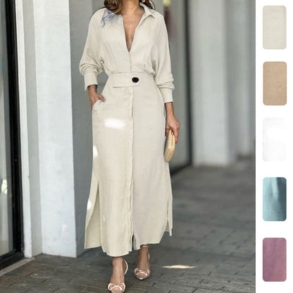 Damen Maxikleid V-Ausschnitt Gürtel Elegantes Eveloria - Eveloria