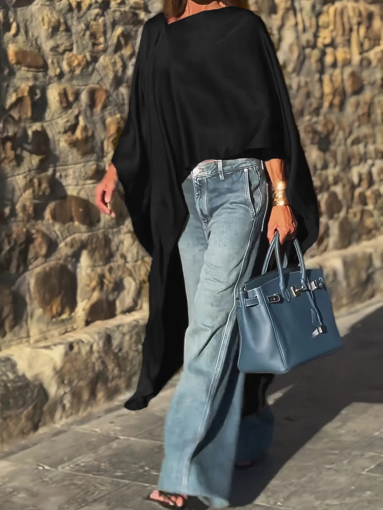 Damen Oversized-Oberteil Fließender Schnitt Eveloria