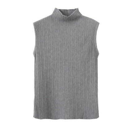 Damen Rippstrick Oberteil mit Stehkragen Hellbeige Eveloria