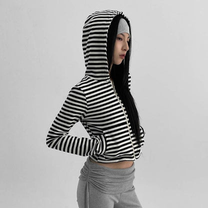 Damen Sweatjacke Cropped Luftig Reißverschluss Eveloria