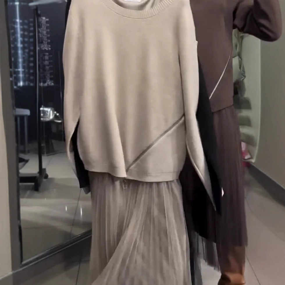 Damen Asymmetrischer Pullover mit Drapierung Eveloria